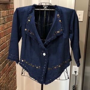 Navy Tie Dye and Metal bead Jacket
